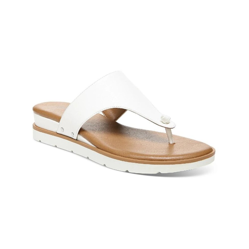 Style & Co Womens Size 10M Faux Leather Emmaa Thong Flat Sandals‎ in White